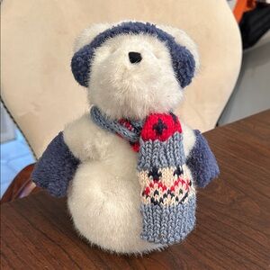 Boyds Bears White and Navy Plush Snowman with Knit Scarf